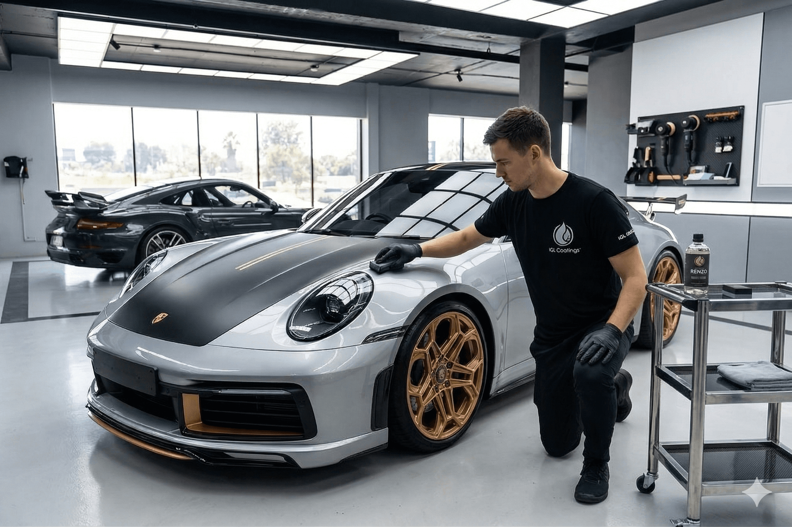 Porsche 911 Kenzo ceramic coating — professional studio application